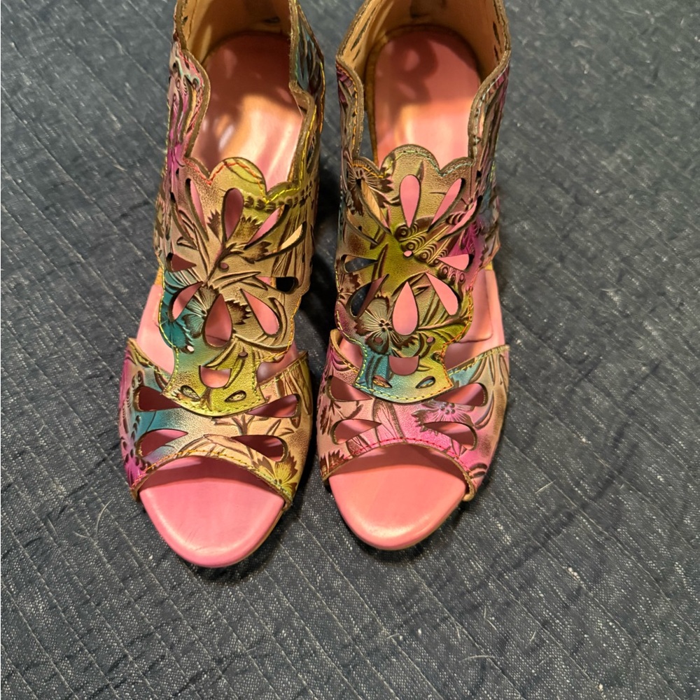 Vibrant Multicolor Cutout Women's Heels